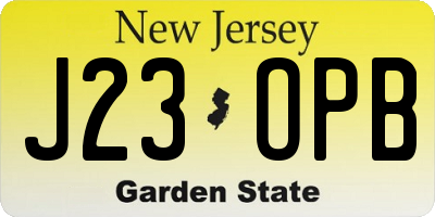 NJ license plate J23OPB