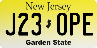 NJ license plate J23OPE
