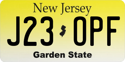 NJ license plate J23OPF