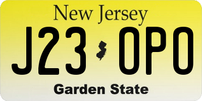 NJ license plate J23OPO
