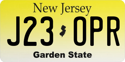 NJ license plate J23OPR