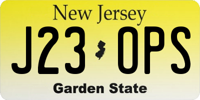 NJ license plate J23OPS