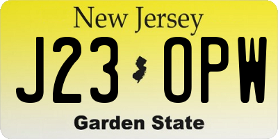 NJ license plate J23OPW