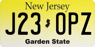 NJ license plate J23OPZ