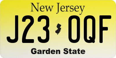 NJ license plate J23OQF