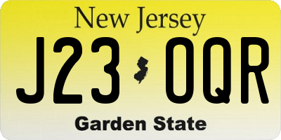 NJ license plate J23OQR