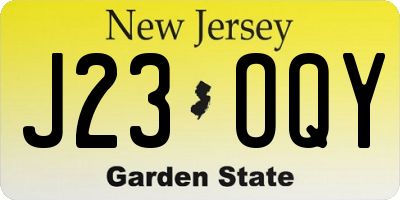 NJ license plate J23OQY