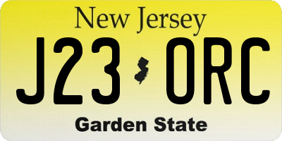 NJ license plate J23ORC