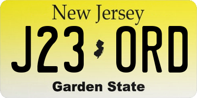 NJ license plate J23ORD