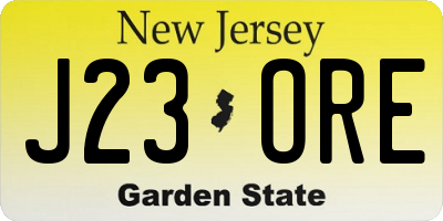 NJ license plate J23ORE