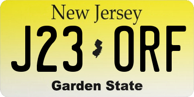 NJ license plate J23ORF