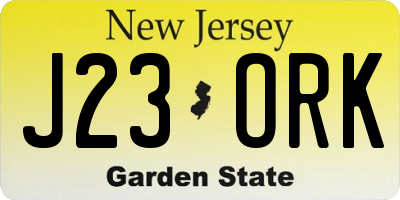 NJ license plate J23ORK