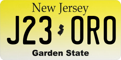 NJ license plate J23ORO