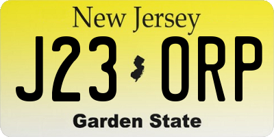 NJ license plate J23ORP