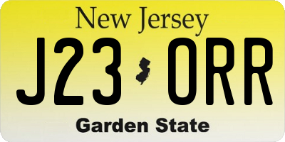 NJ license plate J23ORR