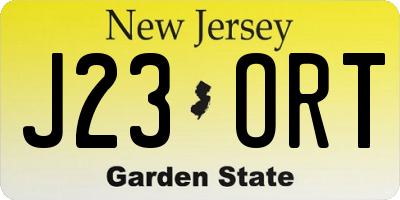 NJ license plate J23ORT