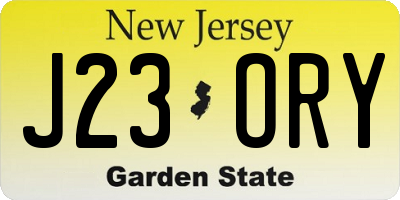NJ license plate J23ORY