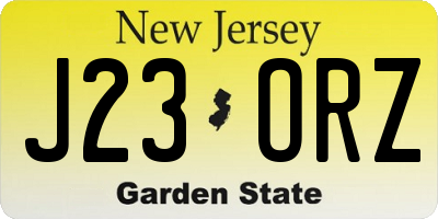 NJ license plate J23ORZ