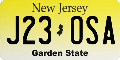 NJ license plate J23OSA