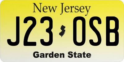 NJ license plate J23OSB