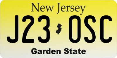 NJ license plate J23OSC