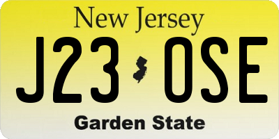 NJ license plate J23OSE