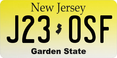 NJ license plate J23OSF