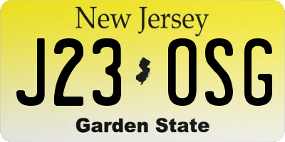 NJ license plate J23OSG