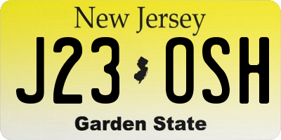 NJ license plate J23OSH