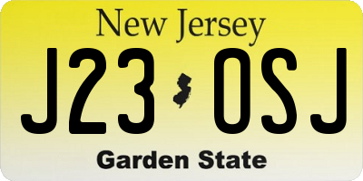 NJ license plate J23OSJ