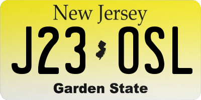 NJ license plate J23OSL