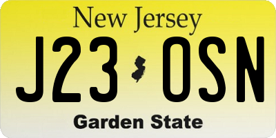 NJ license plate J23OSN