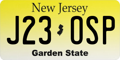 NJ license plate J23OSP