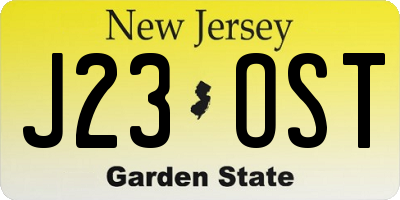 NJ license plate J23OST