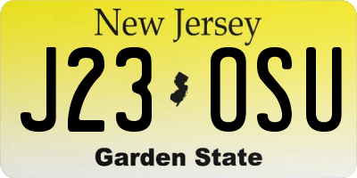 NJ license plate J23OSU