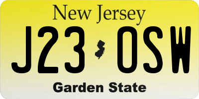 NJ license plate J23OSW