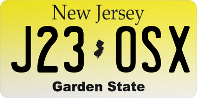 NJ license plate J23OSX