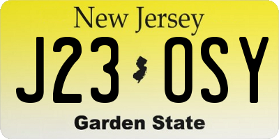 NJ license plate J23OSY