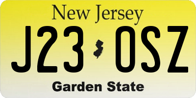 NJ license plate J23OSZ