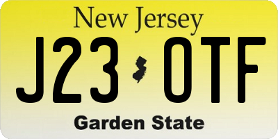 NJ license plate J23OTF