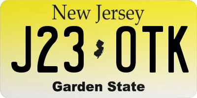 NJ license plate J23OTK