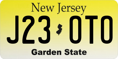 NJ license plate J23OTO