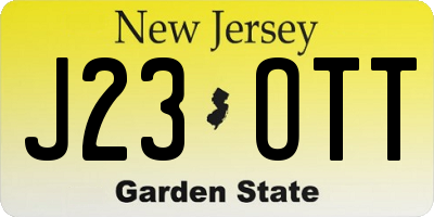 NJ license plate J23OTT