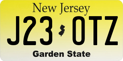 NJ license plate J23OTZ