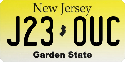 NJ license plate J23OUC