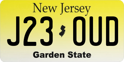 NJ license plate J23OUD