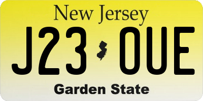 NJ license plate J23OUE