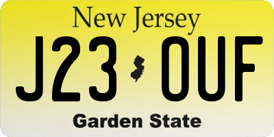 NJ license plate J23OUF