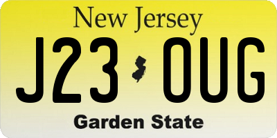 NJ license plate J23OUG