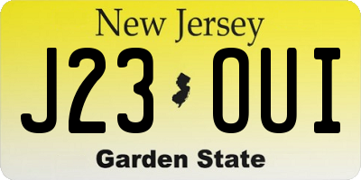 NJ license plate J23OUI